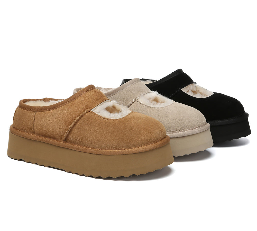 AUSTRALIAN SHEPHERD® UGG Slippers Sheepskin Wool Ankle Platform Carmella