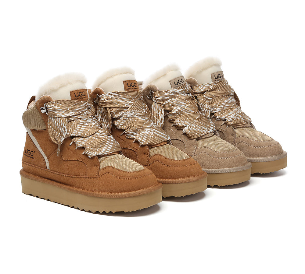 AUSTRALIAN SHEPHERD® UGG Boots Women Lace Up Ankle Platform Samir