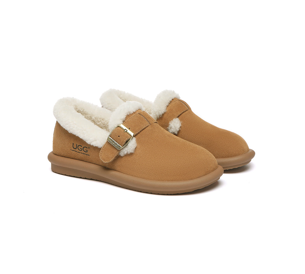 AUSTRALIAN SHEPHERD® UGG Slippers Sheepskin Wool Adjustable Strap Ankle Froim