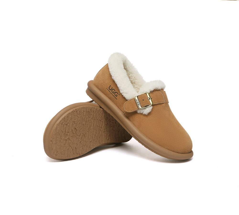 AUSTRALIAN SHEPHERD® UGG Slippers Sheepskin Wool Adjustable Strap Ankle Froim