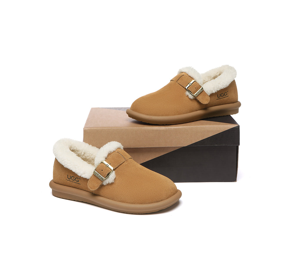 AUSTRALIAN SHEPHERD® UGG Slippers Sheepskin Wool Adjustable Strap Ankle Froim