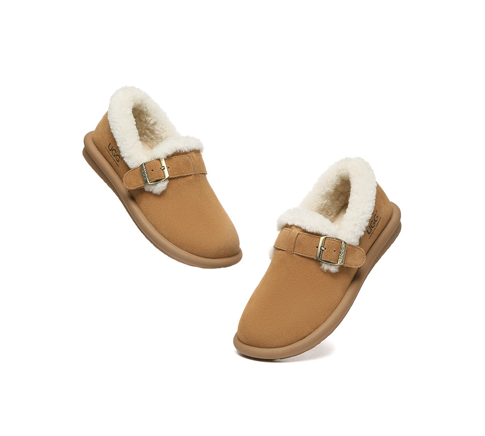 AUSTRALIAN SHEPHERD® UGG Slippers Sheepskin Wool Adjustable Strap Ankle Froim