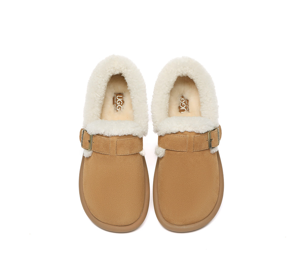 AUSTRALIAN SHEPHERD® UGG Slippers Sheepskin Wool Adjustable Strap Ankle Froim
