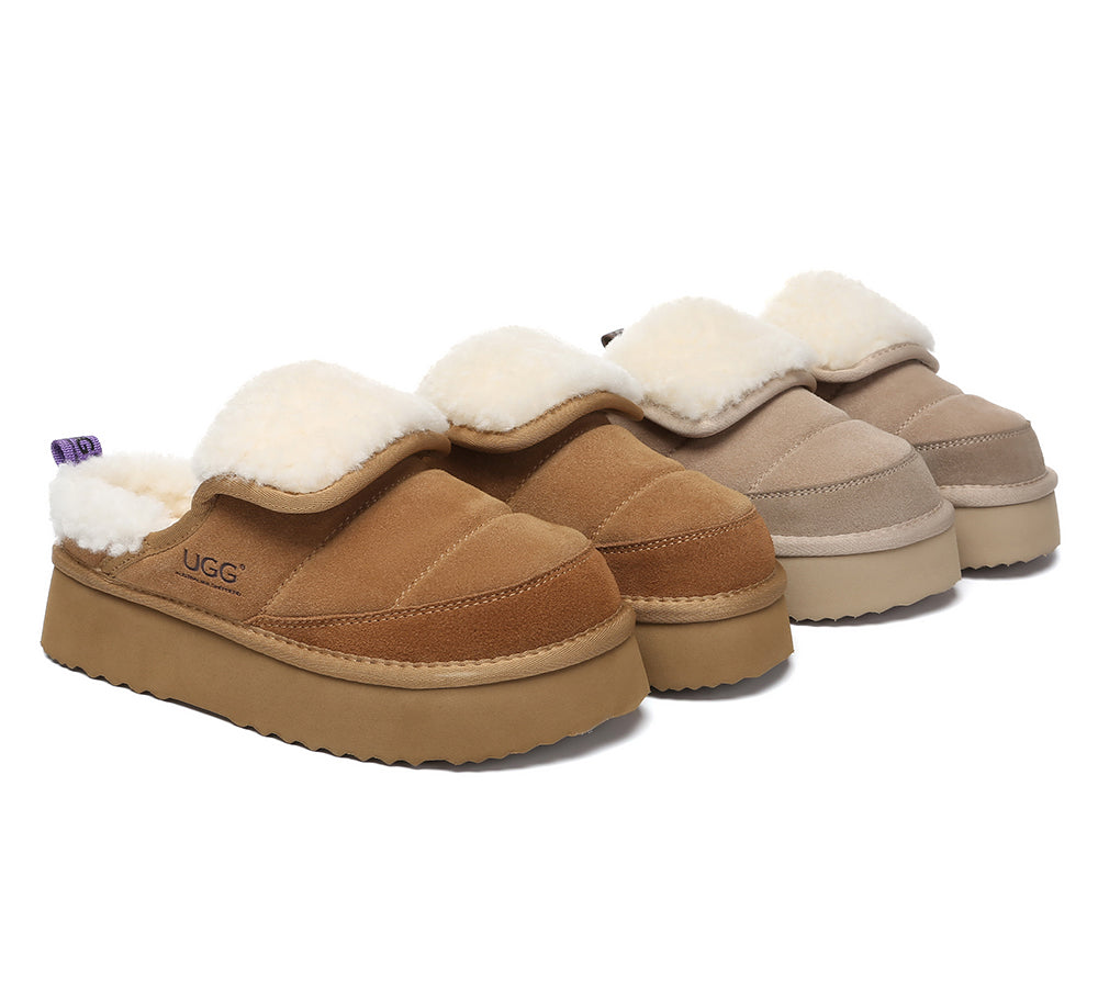AUSTRALIAN SHEPHERD® UGG Slippers Sheepskin Wool Platform Theia