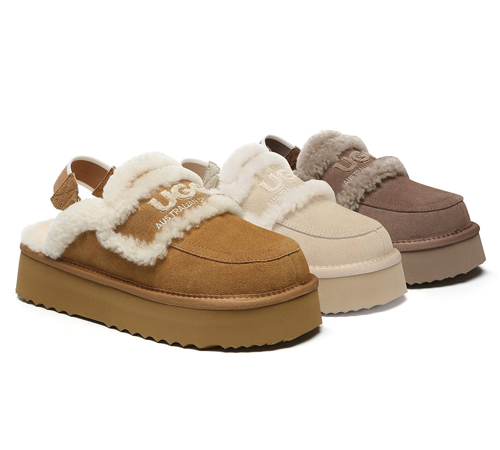 AUSTRALIAN SHEPHERD® 2-Way Style UGG Slippers Women Removable Strap Slingback Platform Rilee
