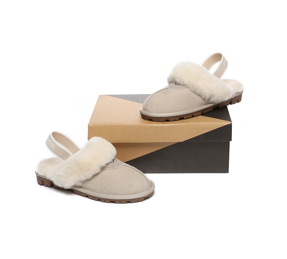 AUSTRALIAN SHEPHERD® UGG Slippers Sheepskin Wool Slingback Waffle Plus
