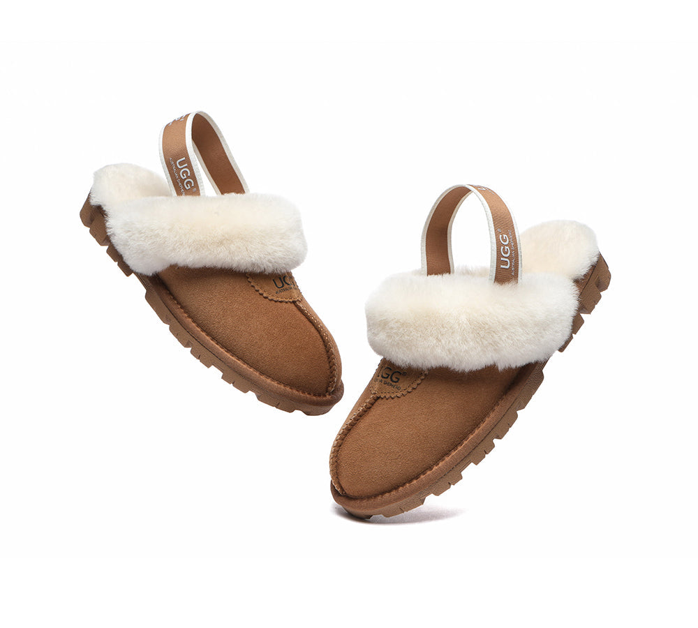 AUSTRALIAN SHEPHERD® UGG Slippers Sheepskin Wool Slingback Waffle Plus