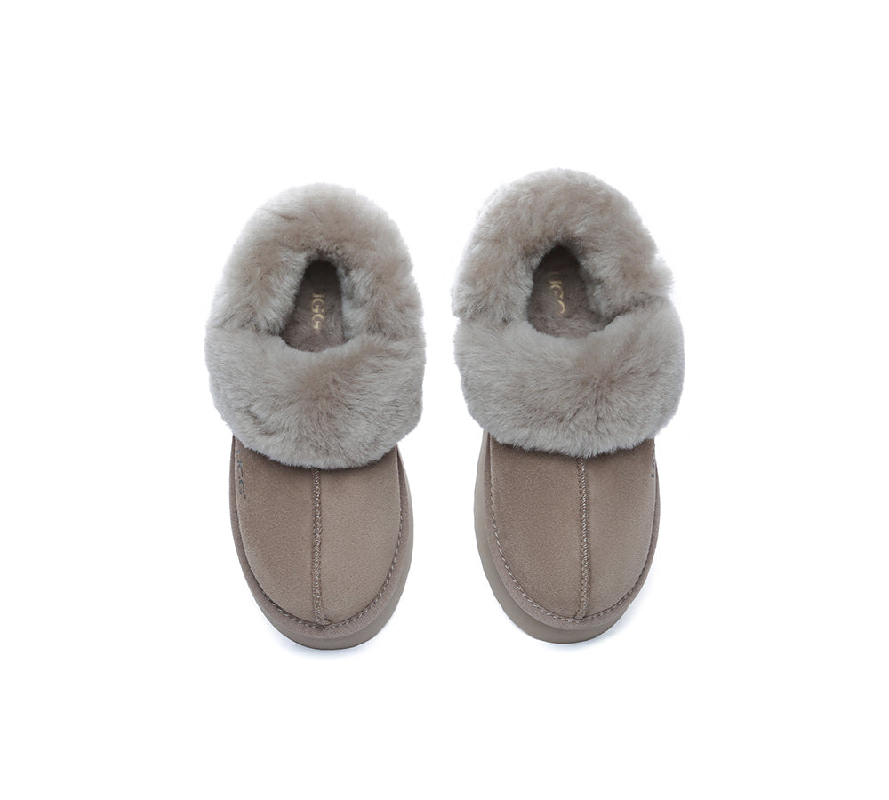 AUSTRALIAN SHEPHERD® 3-Way Style UGG Slippers Women Removable Wool Strap Slingback Platform Musa
