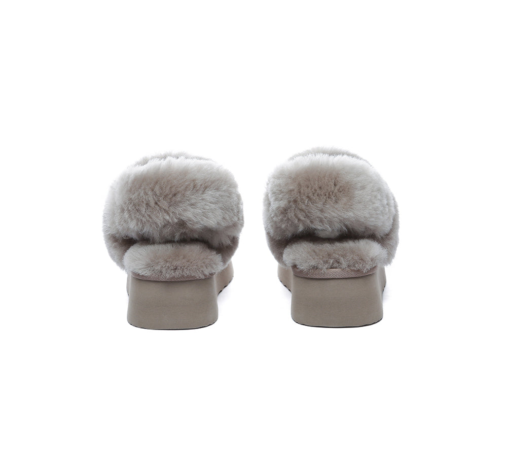 AUSTRALIAN SHEPHERD® 3-Way Style UGG Slippers Women Removable Wool Strap Slingback Platform Musa