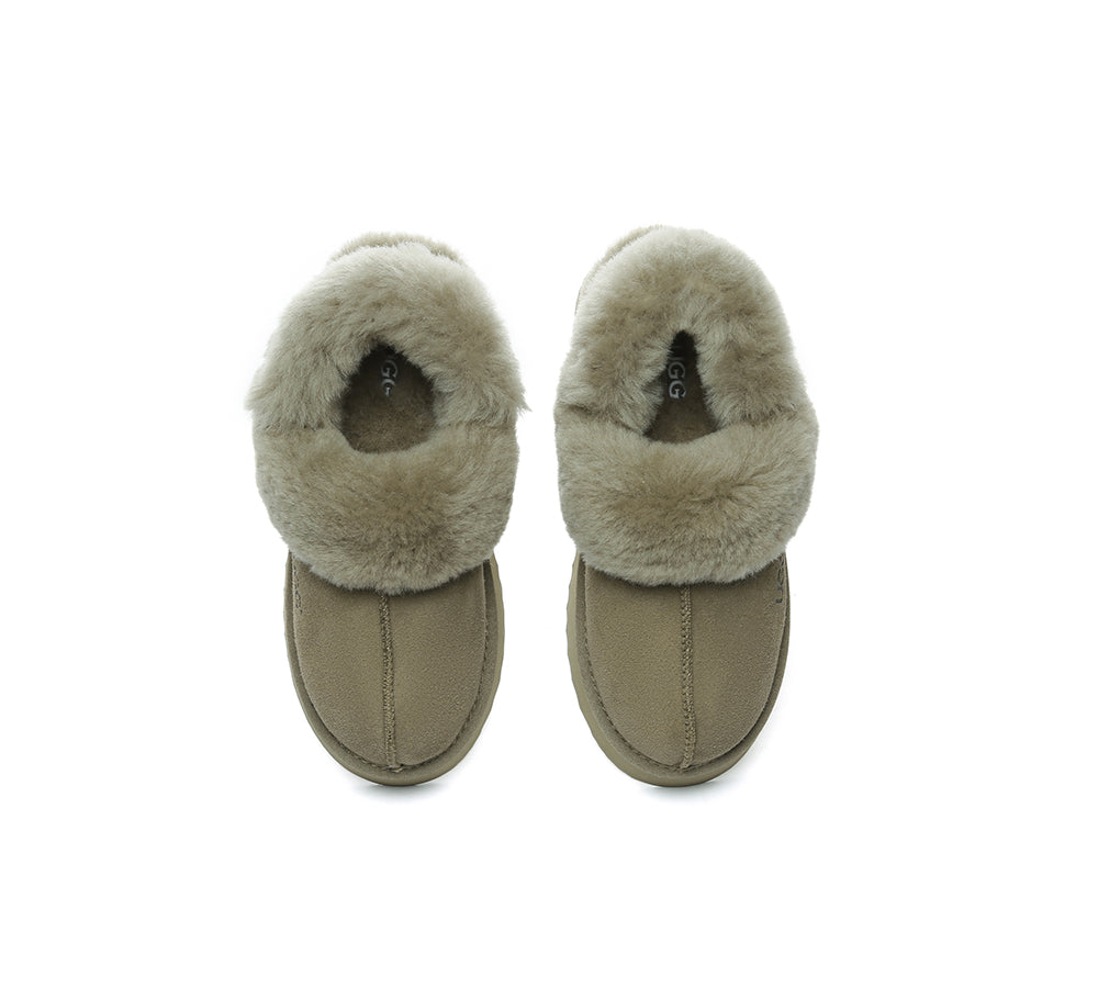 AUSTRALIAN SHEPHERD® 3-Way Style UGG Slippers Women Removable Wool Strap Slingback Platform Musa