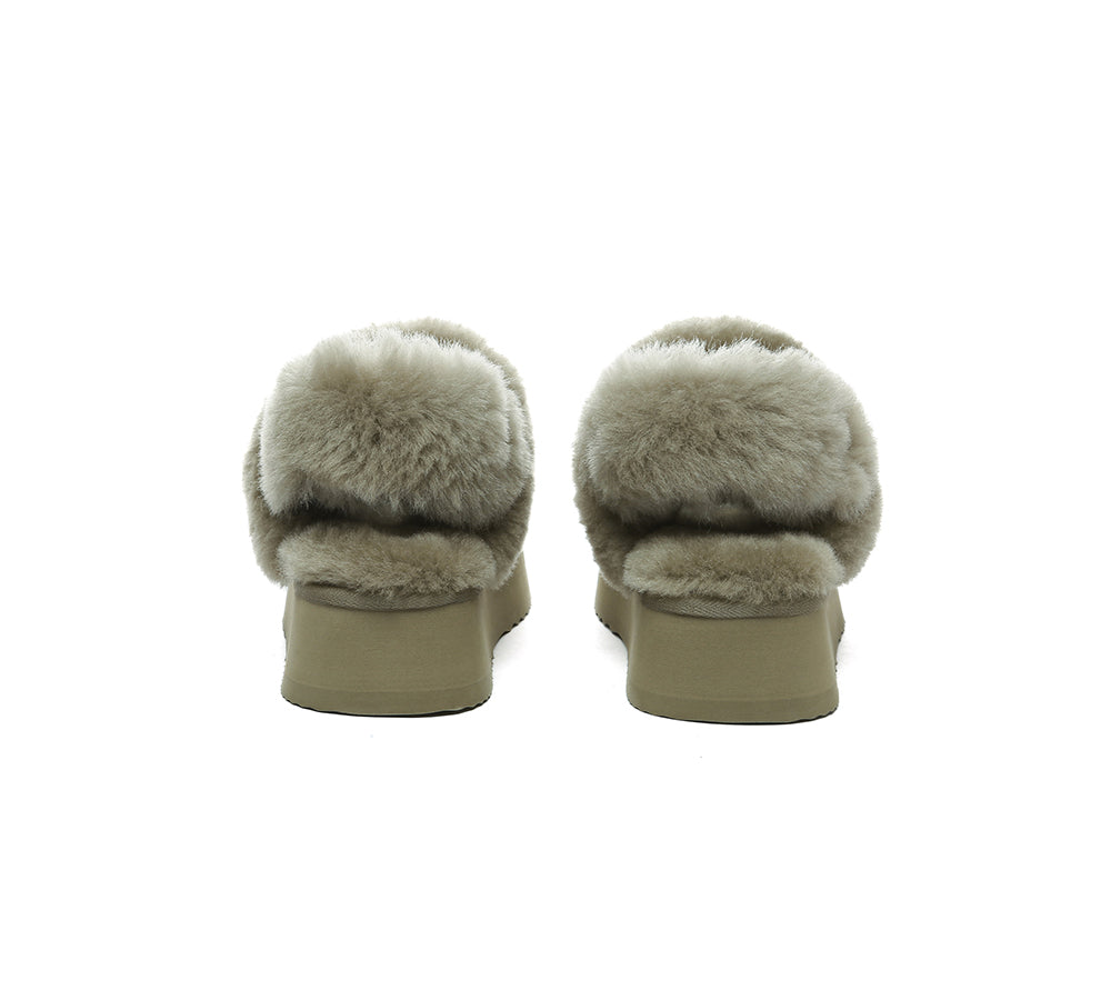 AUSTRALIAN SHEPHERD® 3-Way Style UGG Slippers Women Removable Wool Strap Slingback Platform Musa