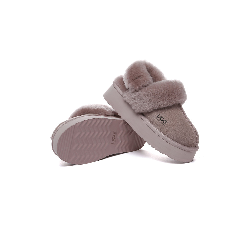 AUSTRALIAN SHEPHERD® 3-Way Style UGG Slippers Women Removable Wool Strap Slingback Platform Musa