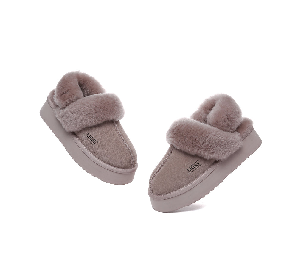 AUSTRALIAN SHEPHERD® 3-Way Style UGG Slippers Women Removable Wool Strap Slingback Platform Musa