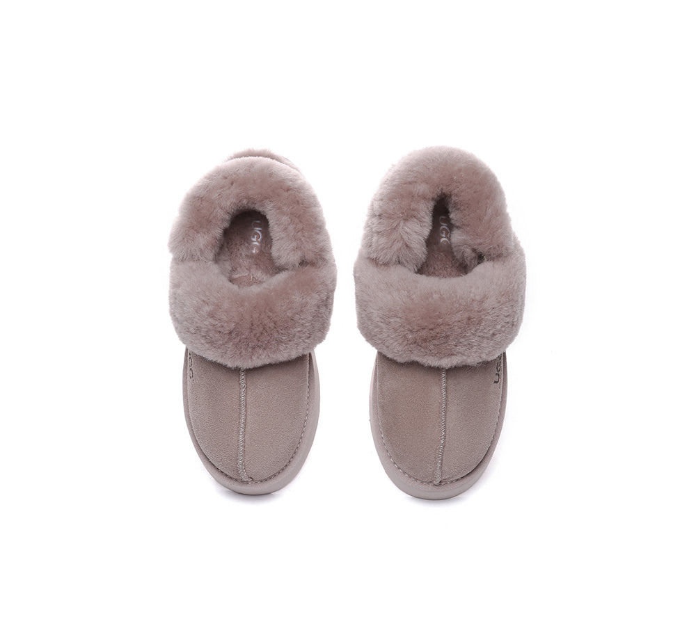AUSTRALIAN SHEPHERD® 3-Way Style UGG Slippers Women Removable Wool Strap Slingback Platform Musa