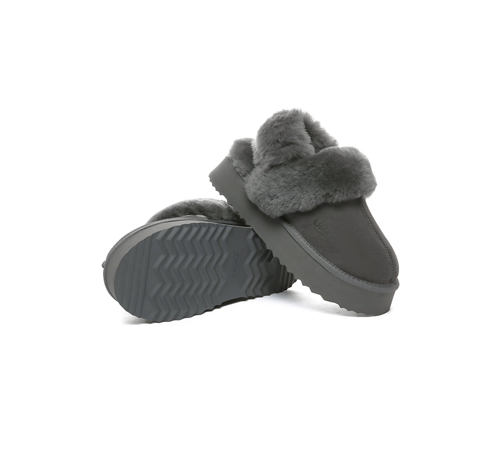AUSTRALIAN SHEPHERD® 3-Way Style UGG Slippers Women Removable Wool Strap Slingback Platform Musa
