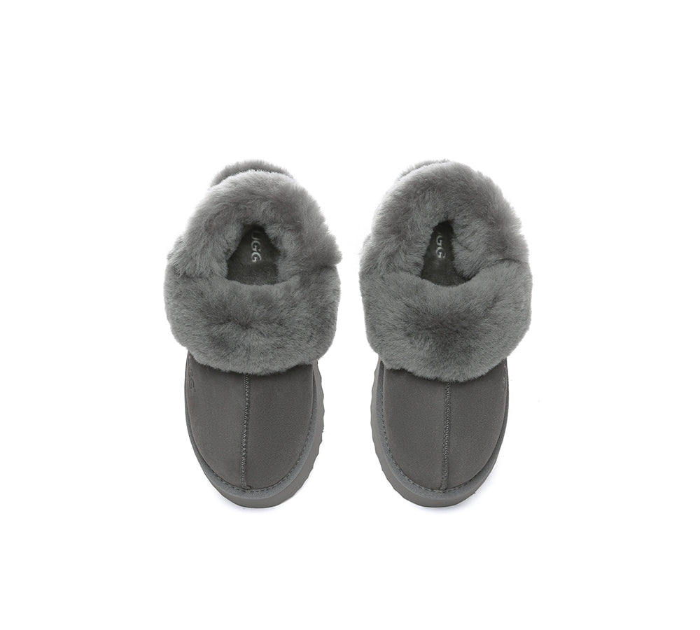 AUSTRALIAN SHEPHERD® 3-Way Style UGG Slippers Women Removable Wool Strap Slingback Platform Musa