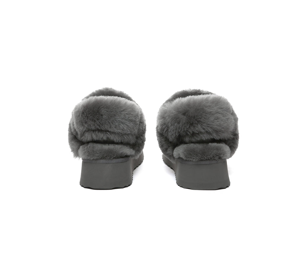AUSTRALIAN SHEPHERD® 3-Way Style UGG Slippers Women Removable Wool Strap Slingback Platform Musa