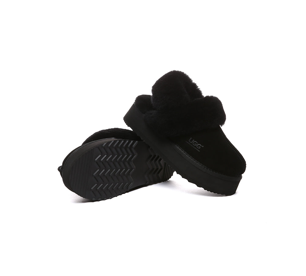AUSTRALIAN SHEPHERD® 3-Way Style UGG Slippers Women Removable Wool Strap Slingback Platform Musa