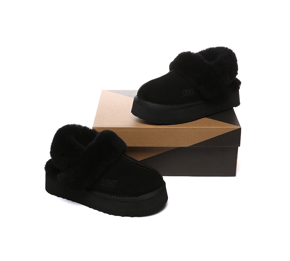 AUSTRALIAN SHEPHERD® 3-Way Style UGG Slippers Women Removable Wool Strap Slingback Platform Musa