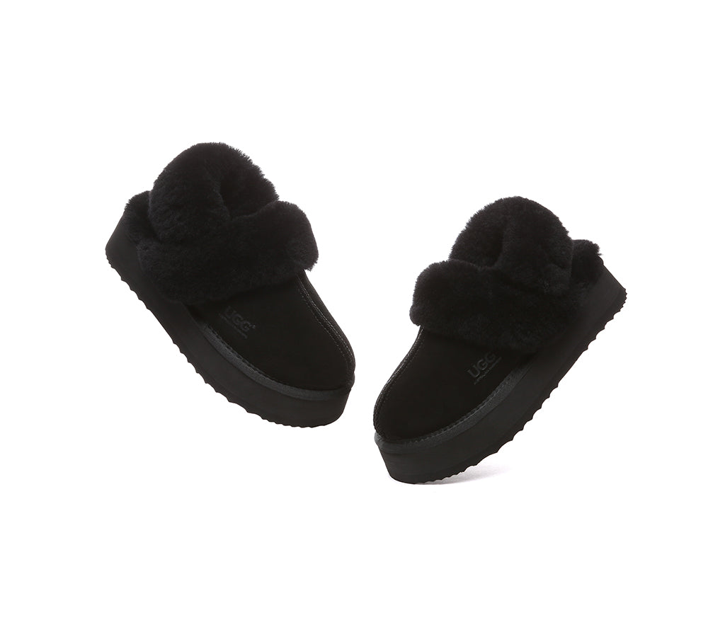AUSTRALIAN SHEPHERD® 3-Way Style UGG Slippers Women Removable Wool Strap Slingback Platform Musa
