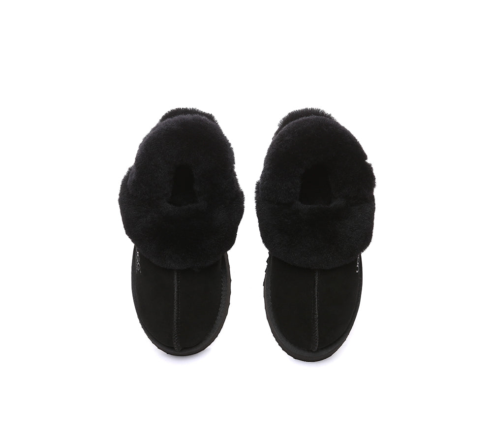 AUSTRALIAN SHEPHERD® 3-Way Style UGG Slippers Women Removable Wool Strap Slingback Platform Musa