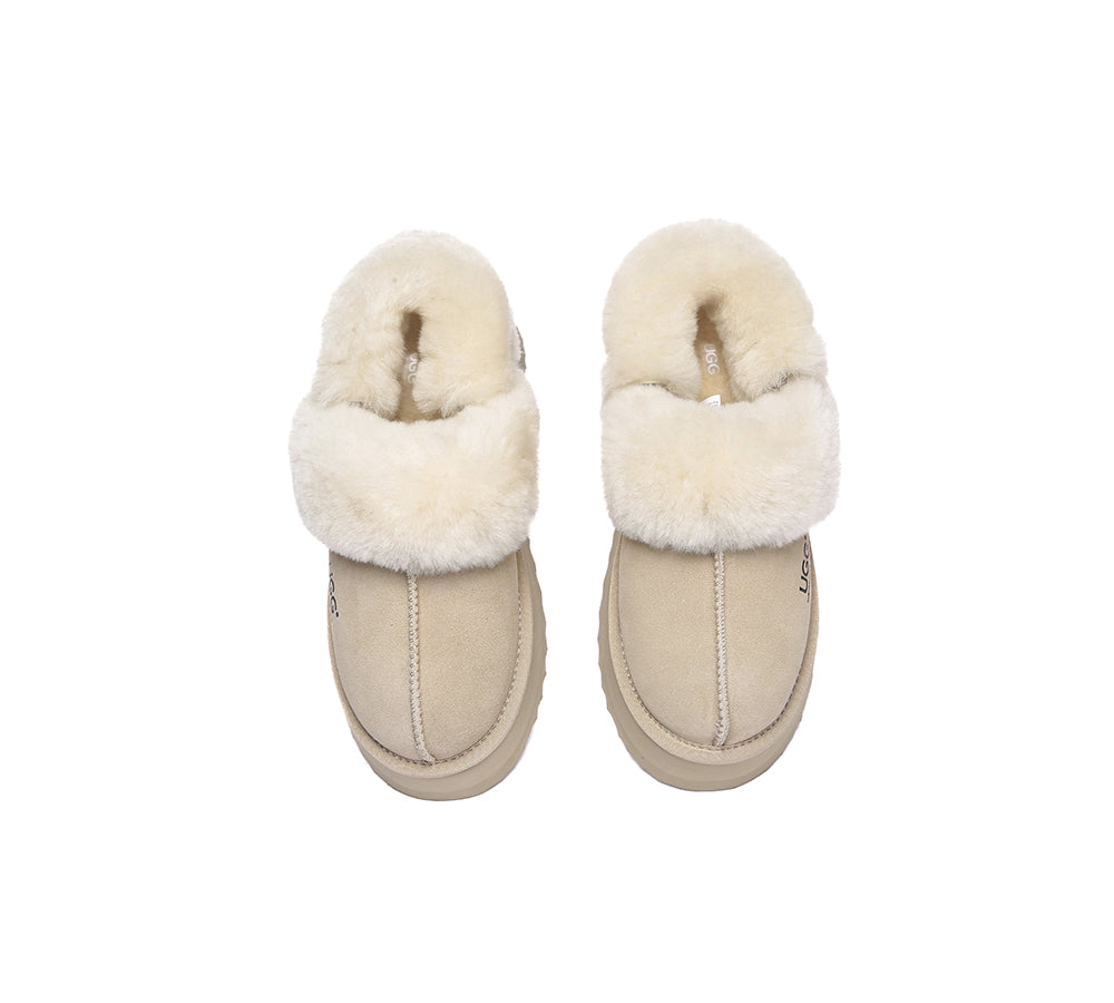 AUSTRALIAN SHEPHERD® 3-Way Style UGG Slippers Women Removable Wool Strap Slingback Platform Musa
