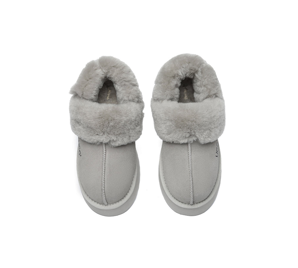 AUSTRALIAN SHEPHERD® 3-Way Style UGG Slippers Women Removable Wool Strap Slingback Platform Musa