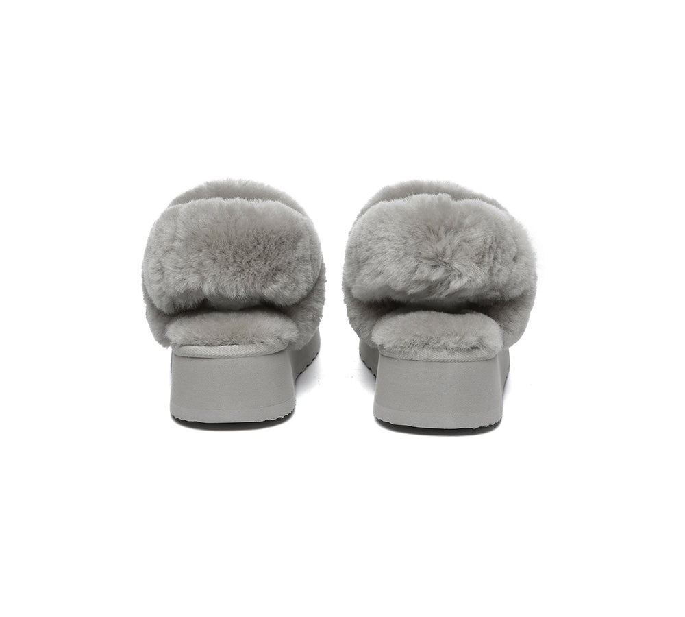 AUSTRALIAN SHEPHERD® 3-Way Style UGG Slippers Women Removable Wool Strap Slingback Platform Musa