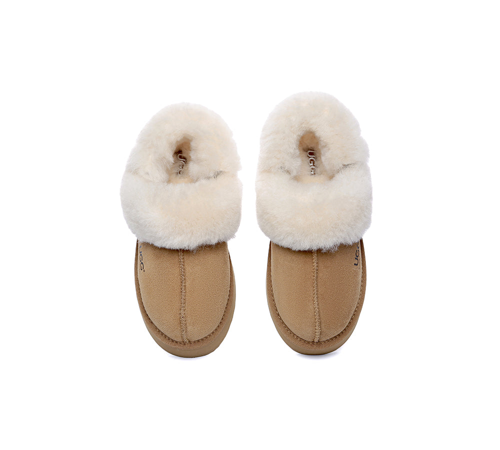 AUSTRALIAN SHEPHERD® 3-Way Style UGG Slippers Women Removable Wool Strap Slingback Platform Musa