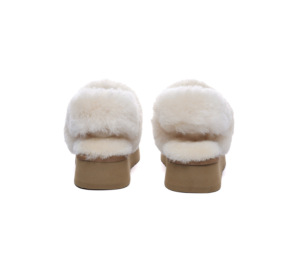 AUSTRALIAN SHEPHERD® 3-Way Style UGG Slippers Women Removable Wool Strap Slingback Platform Musa