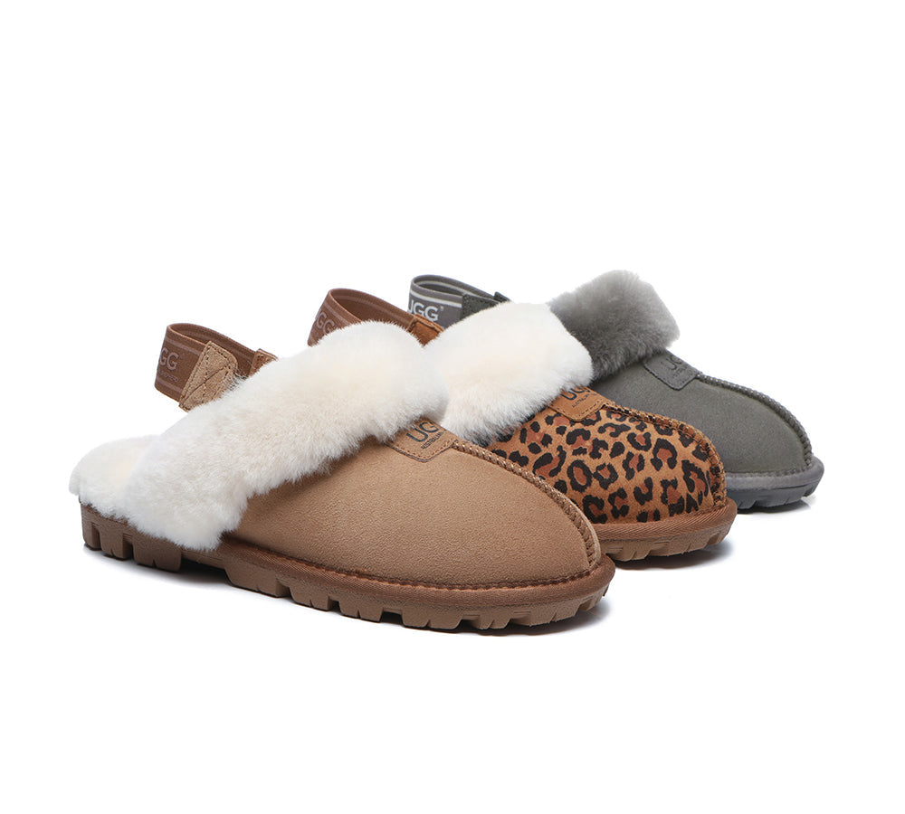 AUSTRALIAN SHEPHERD® 2-Way Style UGG Slippers Sheepskin Wool Removable Strap Slingback Suzie