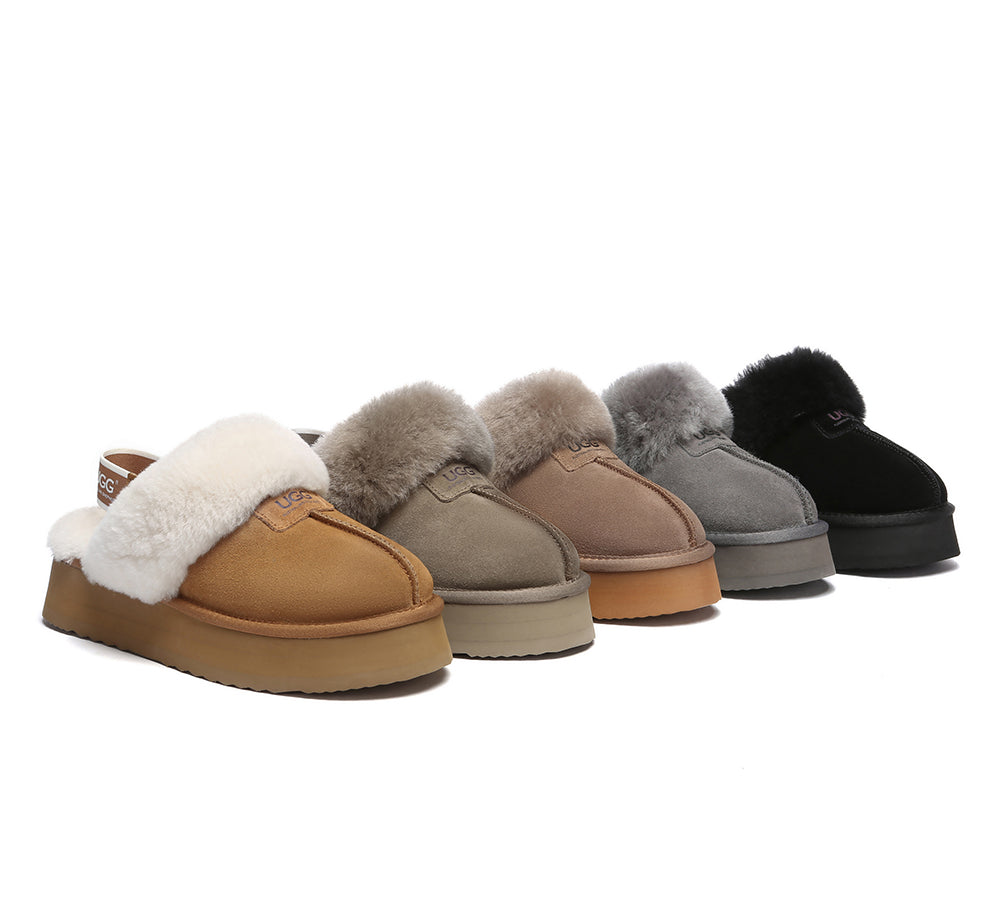 AUSTRALIAN SHEPHERD® 2-Way Style UGG Slippers Women Removable Strap Slingback Platform Suzie
