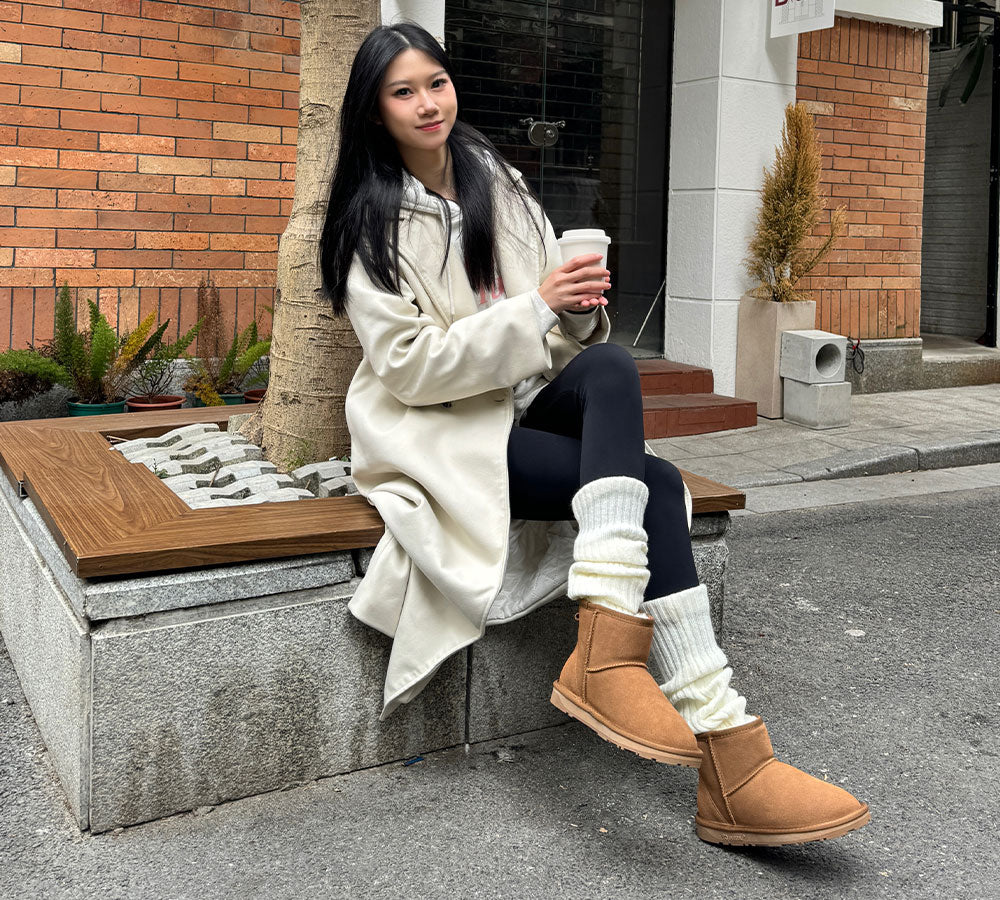 EVERAU® UGG Boots Sheepskin Wool Ankle Mini Classic Suede