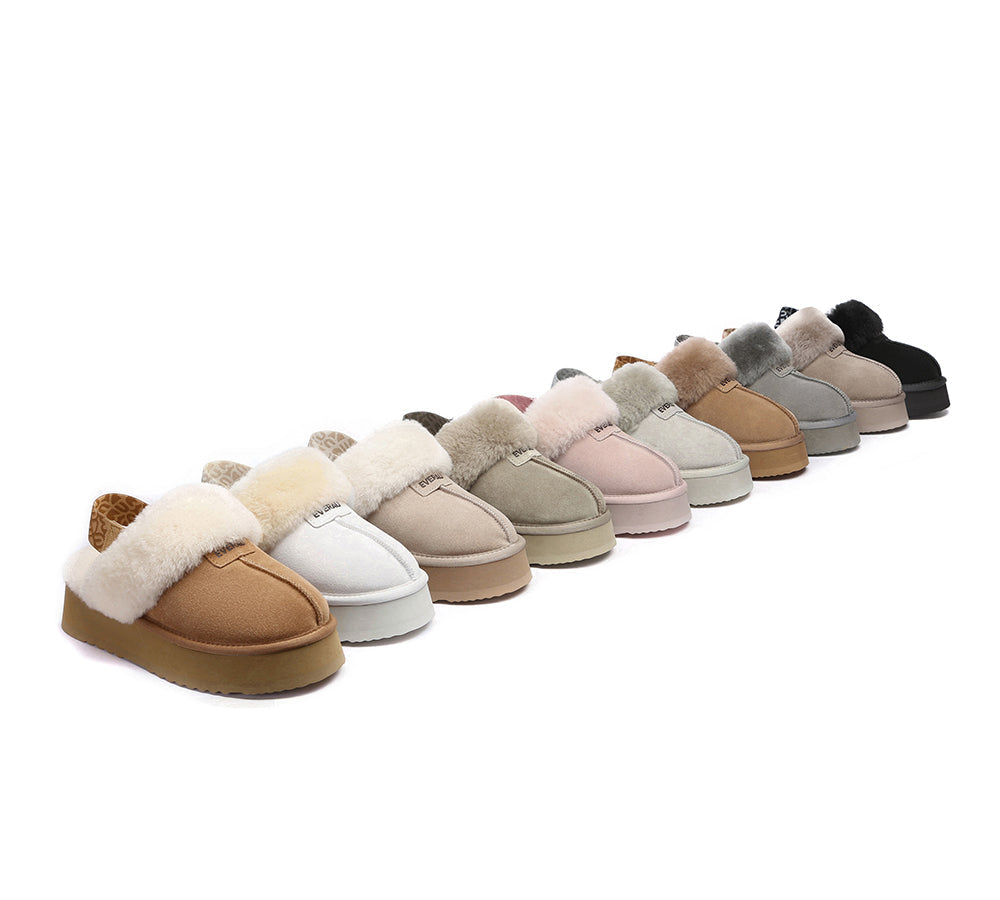 EVERAU® 2-Way Style UGG Women Removable Strap Slingback Platform Slippers Forever
