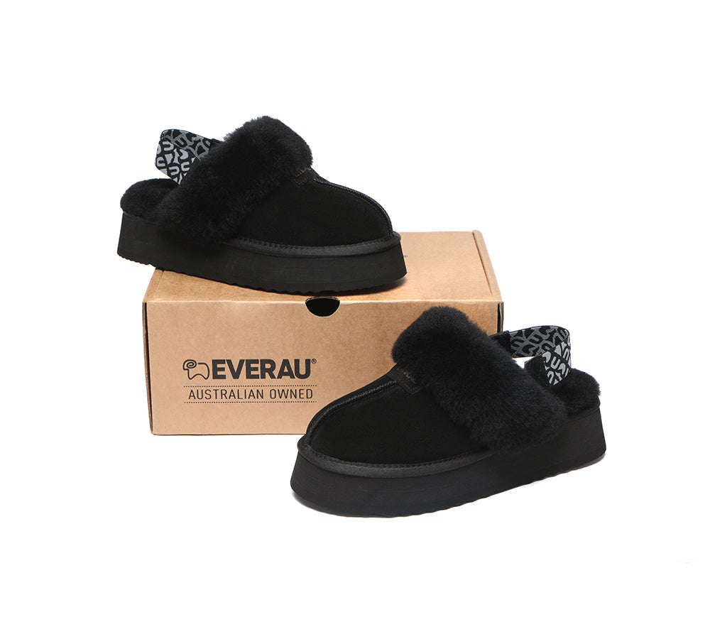 EVERAU® 2-Way Style UGG Women Removable Strap Slingback Platform Slippers Forever