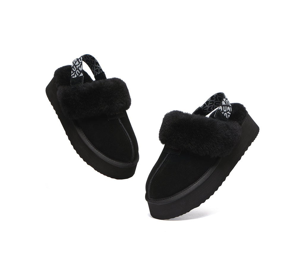 EVERAU® 2-Way Style UGG Women Removable Strap Slingback Platform Slippers Forever