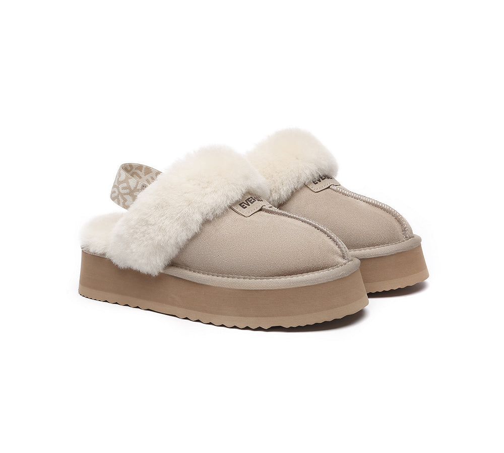 EVERAU® 2-Way Style UGG Women Removable Strap Slingback Platform Slippers Forever