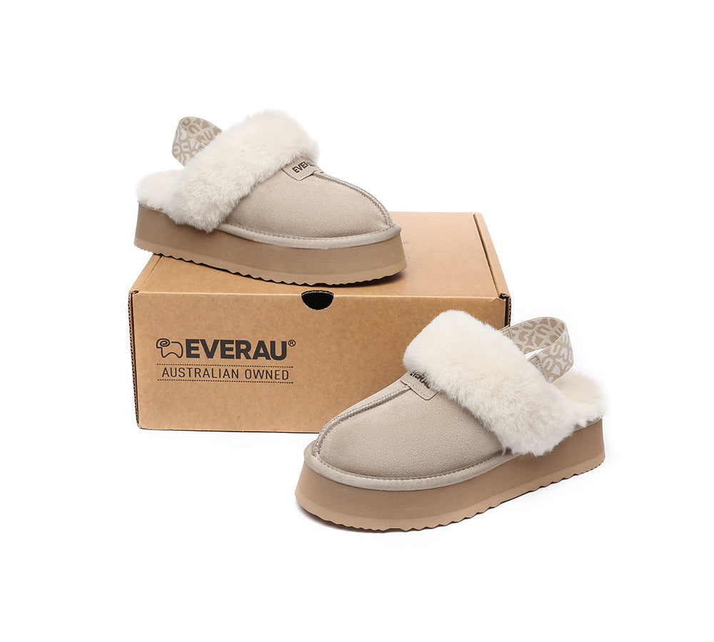 EVERAU® 2-Way Style UGG Women Removable Strap Slingback Platform Slippers Forever