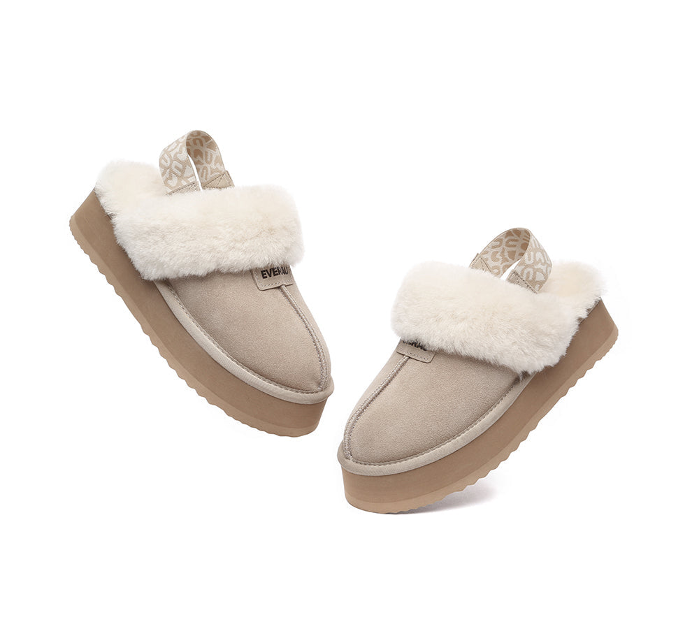 EVERAU® 2-Way Style UGG Women Removable Strap Slingback Platform Slippers Forever