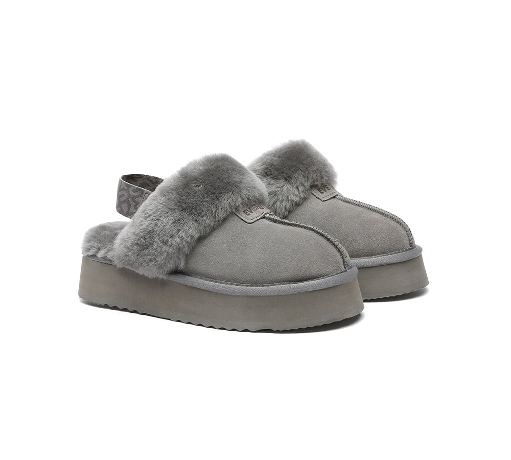 EVERAU® 2-Way Style UGG Women Removable Strap Slingback Platform Slippers Forever
