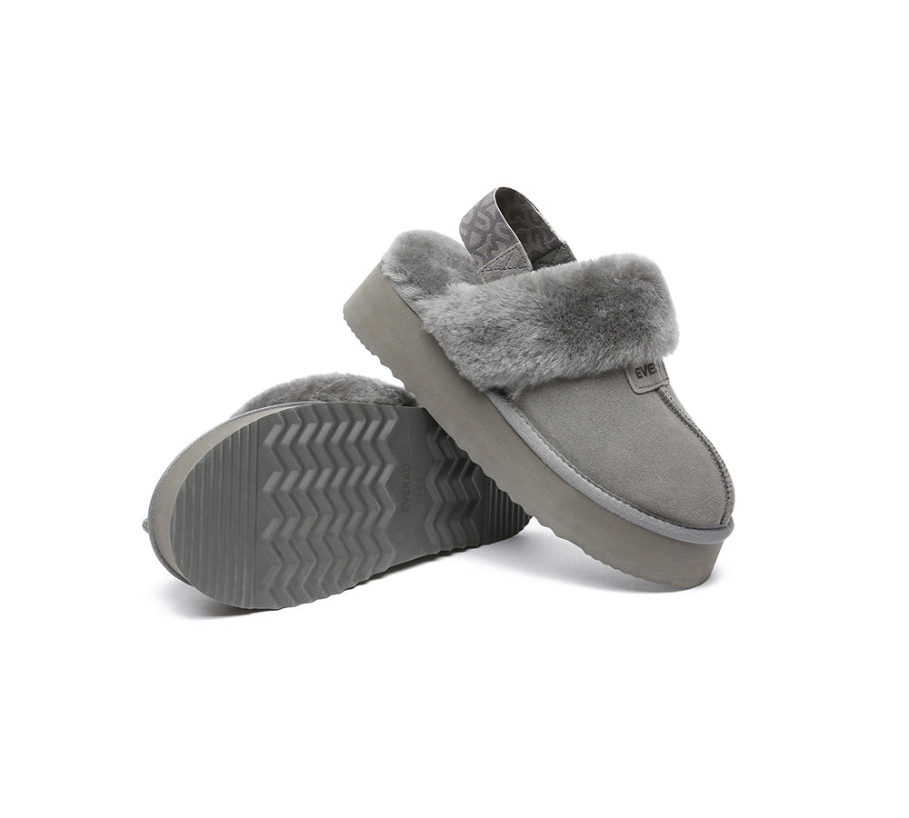 EVERAU® 2-Way Style UGG Women Removable Strap Slingback Platform Slippers Forever