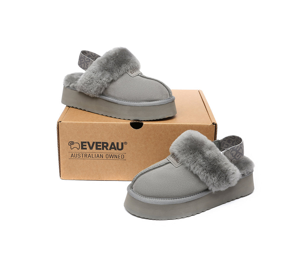 EVERAU® 2-Way Style UGG Women Removable Strap Slingback Platform Slippers Forever
