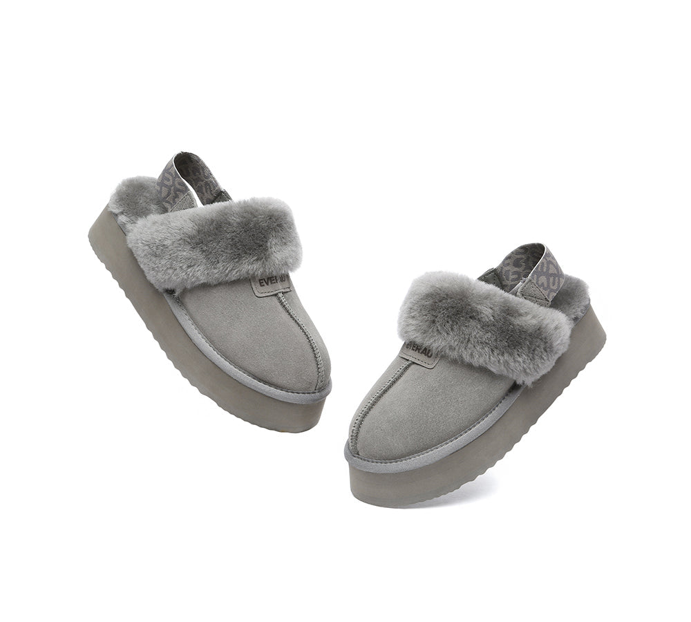 EVERAU® 2-Way Style UGG Women Removable Strap Slingback Platform Slippers Forever