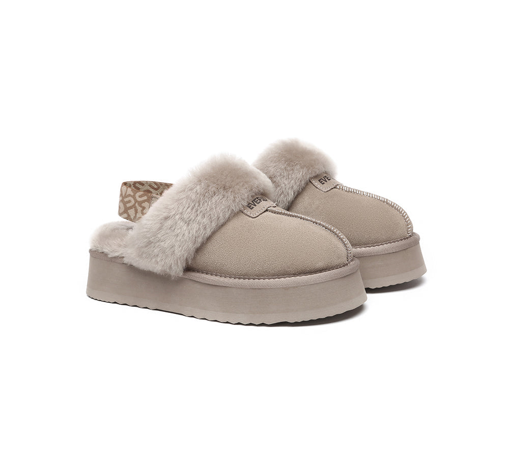 EVERAU® 2-Way Style UGG Women Removable Strap Slingback Platform Slippers Forever