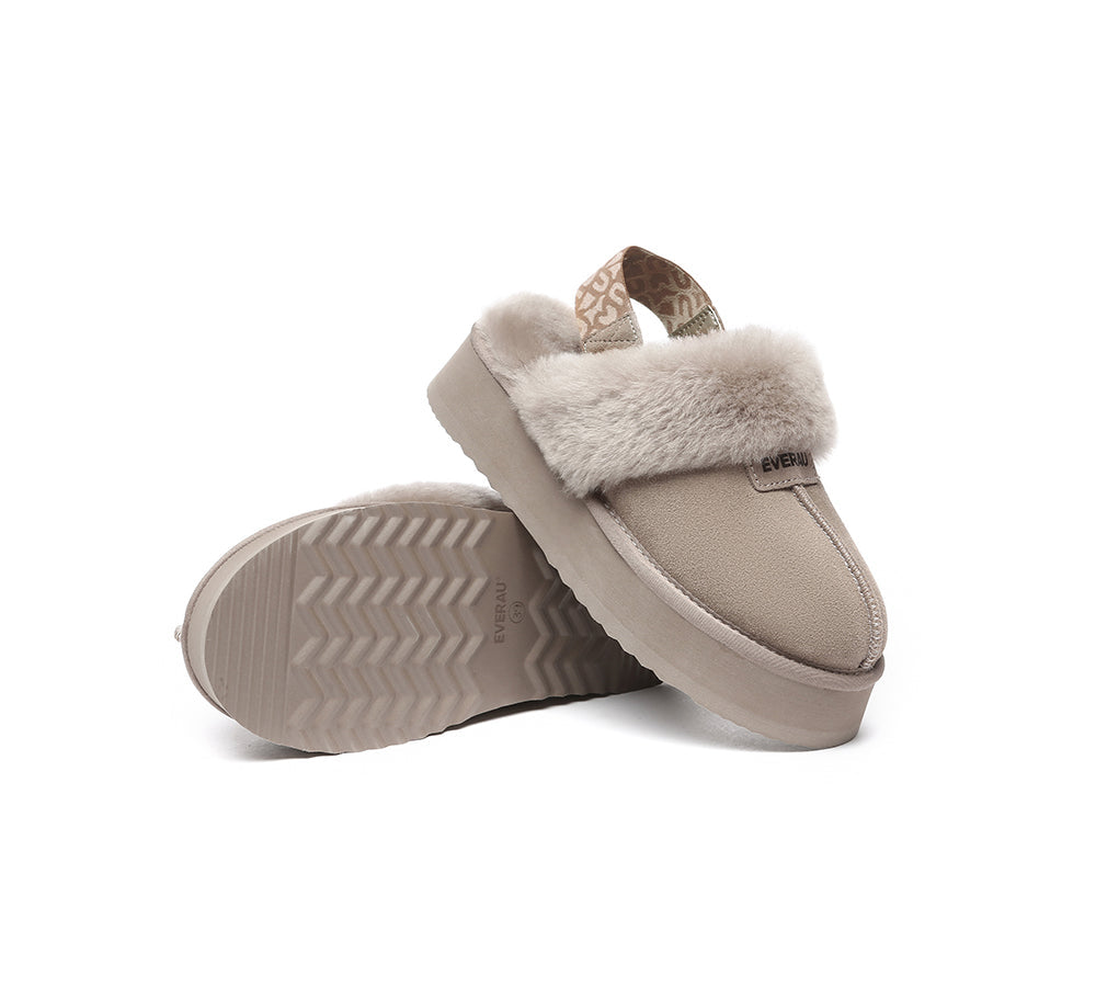 EVERAU® 2-Way Style UGG Women Removable Strap Slingback Platform Slippers Forever