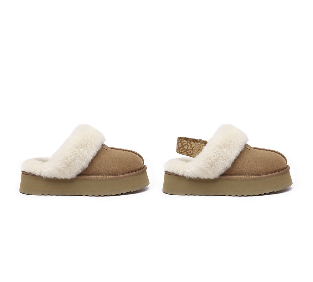 EVERAU® 2-Way Style UGG Women Removable Strap Slingback Platform Slippers Forever