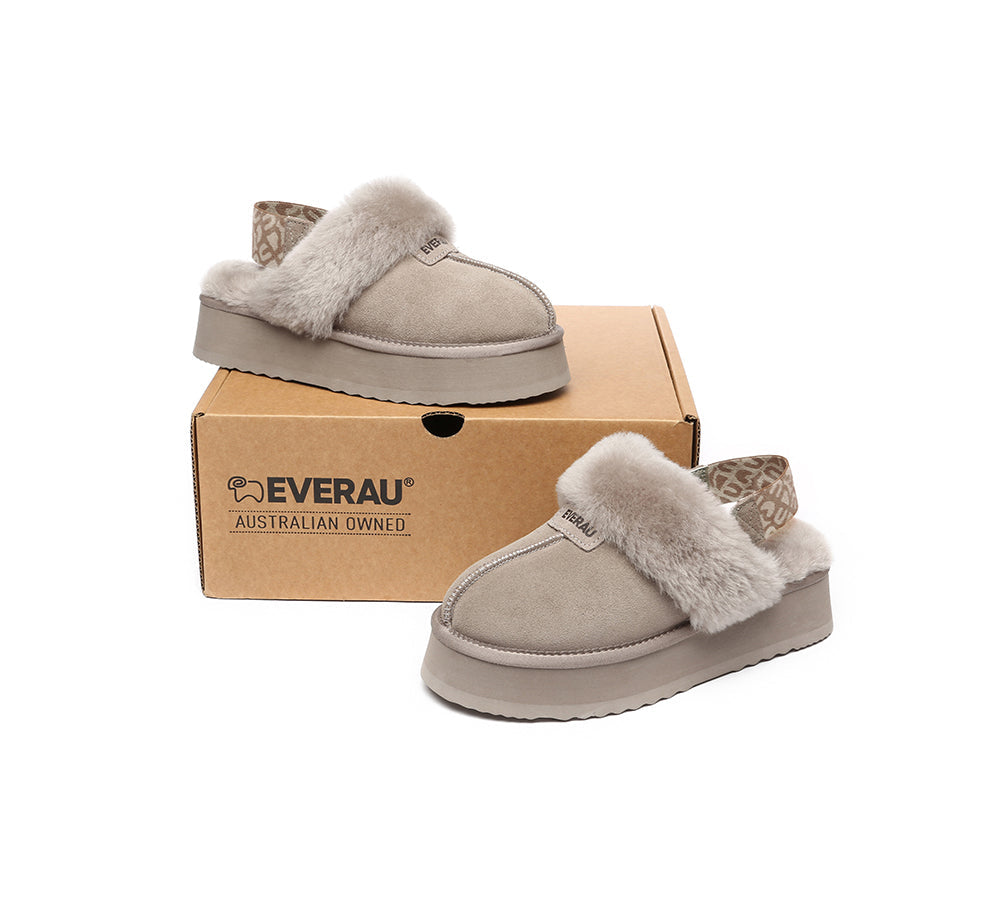 EVERAU® 2-Way Style UGG Women Removable Strap Slingback Platform Slippers Forever