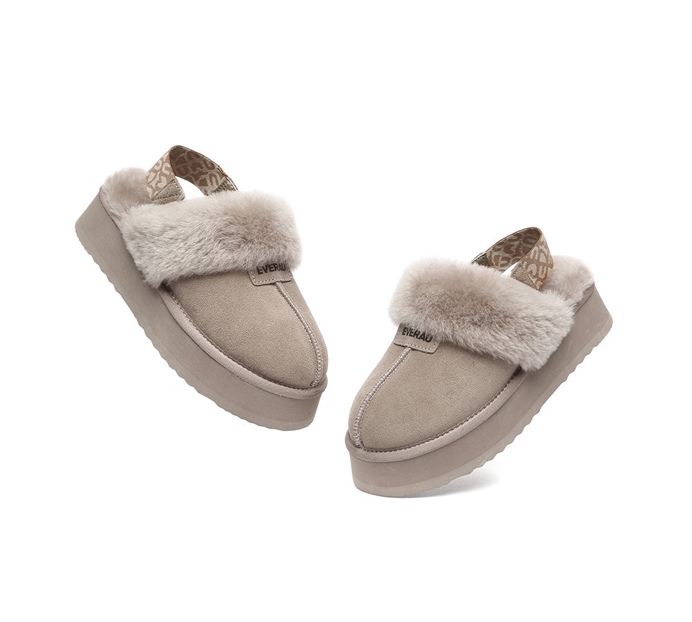 EVERAU® 2-Way Style UGG Women Removable Strap Slingback Platform Slippers Forever