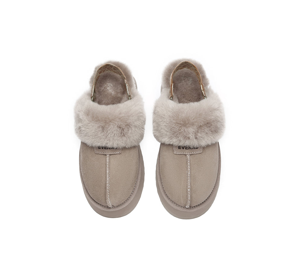 EVERAU® 2-Way Style UGG Women Removable Strap Slingback Platform Slippers Forever