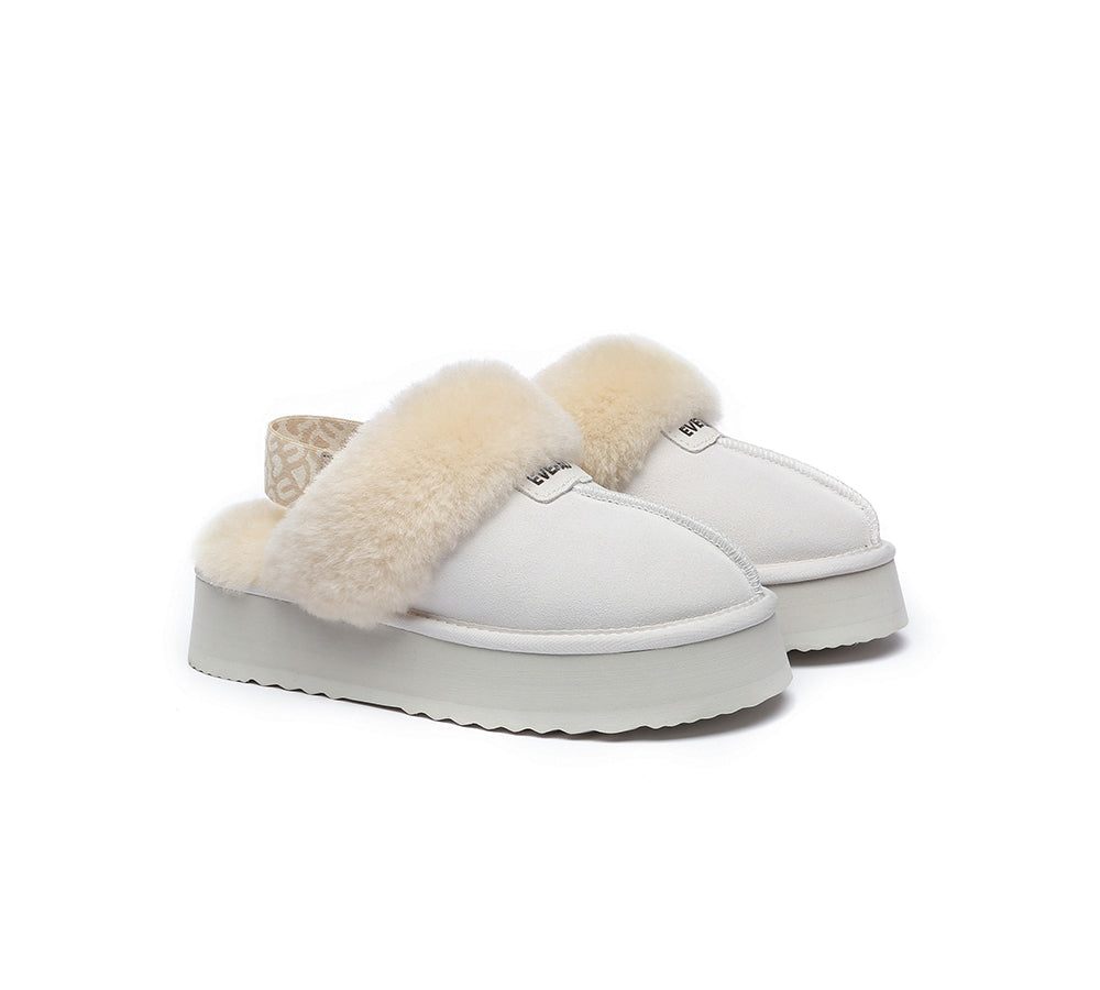 EVERAU® 2-Way Style UGG Women Removable Strap Slingback Platform Slippers Forever